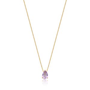 Colar Aura 70cm Ouro 18k com pingente ametista