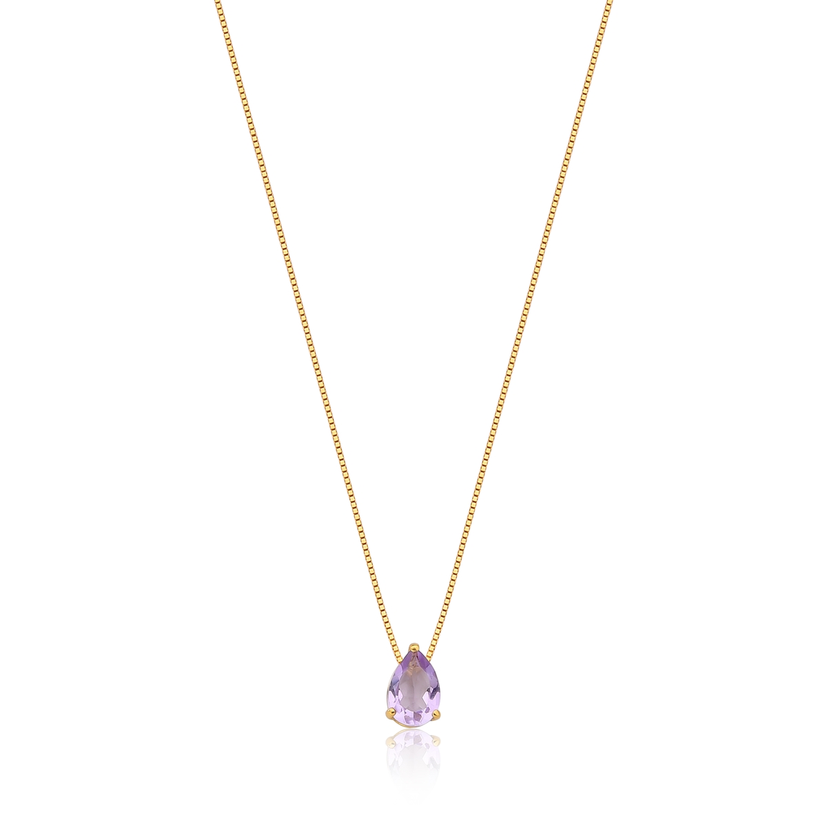 Colar Aura 70cm Ouro 18k com pingente ametista