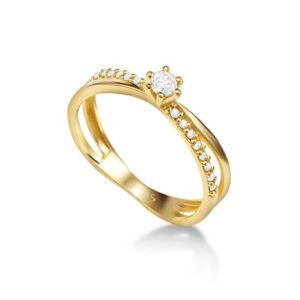 Anel Safira Ouro 18k com pedra de diamante